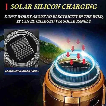 🔥🎁Hot Sale 50% OFF🎁🔥Portable Solar Powered Camping Lantern with Fan for Outdoor
