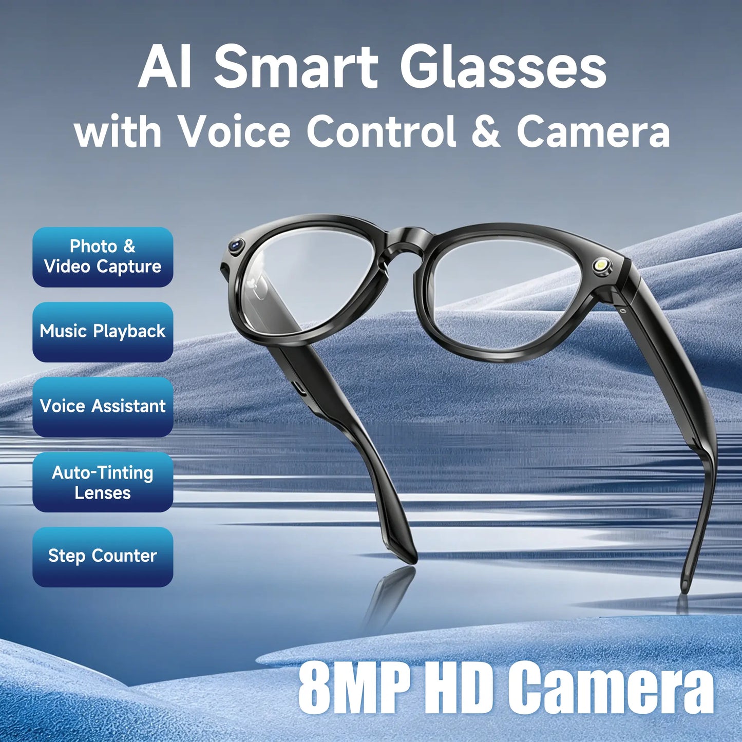 🔥Last Day Sale 70% OFF🕶2026 New AI Smart Glasses | 4K Camera | 139-Language Translation | Hands-Free Voice Assistant | Open-Ear Audio